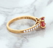 Load image into Gallery viewer, 0.80ct Oval Padparadscha Ring with Diamond Accents in 18K Rose Gold