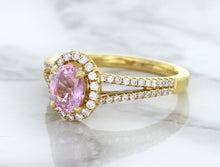 Load image into Gallery viewer, 1.27ct Oval Pink Sapphire Ring with Diamond Halo in 18K Rose Gold