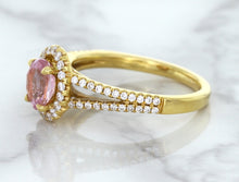 Load image into Gallery viewer, 1.27ct Oval Pink Sapphire Ring with Diamond Halo in 18K Rose Gold