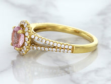 Load image into Gallery viewer, 1.27ct Oval Pink Sapphire Ring with Diamond Halo in 18K Rose Gold