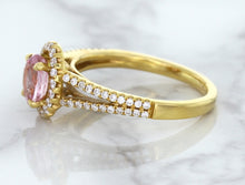 Load image into Gallery viewer, 1.27ct Oval Pink Sapphire Ring with Diamond Halo in 18K Rose Gold