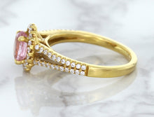 Load image into Gallery viewer, 1.27ct Oval Pink Sapphire Ring with Diamond Halo in 18K Rose Gold