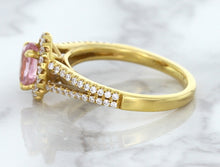 Load image into Gallery viewer, 1.27ct Oval Pink Sapphire Ring with Diamond Halo in 18K Rose Gold