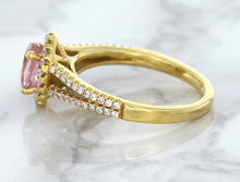 Load image into Gallery viewer, 1.27ct Oval Pink Sapphire Ring with Diamond Halo in 18K Rose Gold