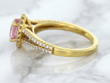 Load image into Gallery viewer, 1.27ct Oval Pink Sapphire Ring with Diamond Halo in 18K Rose Gold