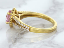 Load image into Gallery viewer, 1.27ct Oval Pink Sapphire Ring with Diamond Halo in 18K Rose Gold
