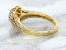 Load image into Gallery viewer, 1.27ct Oval Pink Sapphire Ring with Diamond Halo in 18K Rose Gold