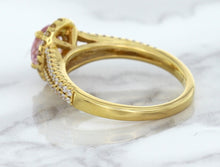 Load image into Gallery viewer, 1.27ct Oval Pink Sapphire Ring with Diamond Halo in 18K Rose Gold