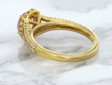 Load image into Gallery viewer, 1.27ct Oval Pink Sapphire Ring with Diamond Halo in 18K Rose Gold