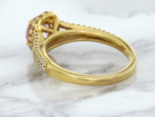 Load image into Gallery viewer, 1.27ct Oval Pink Sapphire Ring with Diamond Halo in 18K Rose Gold