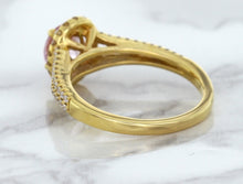 Load image into Gallery viewer, 1.27ct Oval Pink Sapphire Ring with Diamond Halo in 18K Rose Gold
