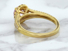 Load image into Gallery viewer, 1.27ct Oval Pink Sapphire Ring with Diamond Halo in 18K Rose Gold