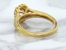 Load image into Gallery viewer, 1.27ct Oval Pink Sapphire Ring with Diamond Halo in 18K Rose Gold