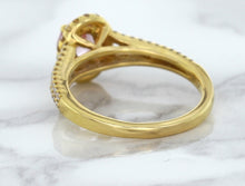 Load image into Gallery viewer, 1.27ct Oval Pink Sapphire Ring with Diamond Halo in 18K Rose Gold