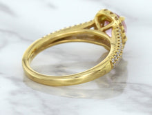 Load image into Gallery viewer, 1.27ct Oval Pink Sapphire Ring with Diamond Halo in 18K Rose Gold