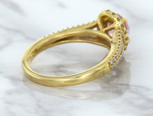 Load image into Gallery viewer, 1.27ct Oval Pink Sapphire Ring with Diamond Halo in 18K Rose Gold