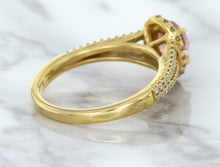 Load image into Gallery viewer, 1.27ct Oval Pink Sapphire Ring with Diamond Halo in 18K Rose Gold