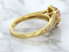 Load image into Gallery viewer, 1.27ct Oval Pink Sapphire Ring with Diamond Halo in 18K Rose Gold