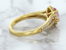 Load image into Gallery viewer, 1.27ct Oval Pink Sapphire Ring with Diamond Halo in 18K Rose Gold