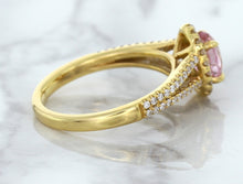 Load image into Gallery viewer, 1.27ct Oval Pink Sapphire Ring with Diamond Halo in 18K Rose Gold