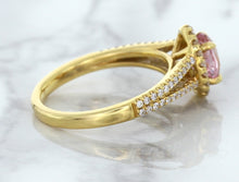 Load image into Gallery viewer, 1.27ct Oval Pink Sapphire Ring with Diamond Halo in 18K Rose Gold
