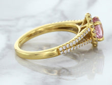 Load image into Gallery viewer, 1.27ct Oval Pink Sapphire Ring with Diamond Halo in 18K Rose Gold