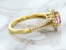 Load image into Gallery viewer, 1.27ct Oval Pink Sapphire Ring with Diamond Halo in 18K Rose Gold
