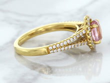 Load image into Gallery viewer, 1.27ct Oval Pink Sapphire Ring with Diamond Halo in 18K Rose Gold