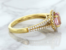Load image into Gallery viewer, 1.27ct Oval Pink Sapphire Ring with Diamond Halo in 18K Rose Gold