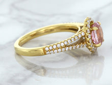 Load image into Gallery viewer, 1.27ct Oval Pink Sapphire Ring with Diamond Halo in 18K Rose Gold