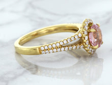 Load image into Gallery viewer, 1.27ct Oval Pink Sapphire Ring with Diamond Halo in 18K Rose Gold