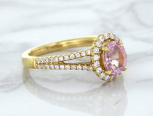 Load image into Gallery viewer, 1.27ct Oval Pink Sapphire Ring with Diamond Halo in 18K Rose Gold