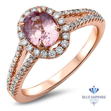 Load image into Gallery viewer, 1.27ct Oval Pink Sapphire Ring with Diamond Halo in 18K Rose Gold