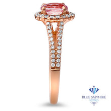 Load image into Gallery viewer, 1.27ct Oval Pink Sapphire Ring with Diamond Halo in 18K Rose Gold