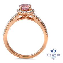 Load image into Gallery viewer, 1.27ct Oval Pink Sapphire Ring with Diamond Halo in 18K Rose Gold