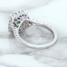 Load image into Gallery viewer, 2.56ct Radiant Cut Unheated Green Sapphire Ring with Diamond Halo in 18K White Gold