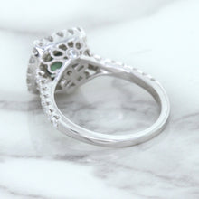 Load image into Gallery viewer, 2.56ct Radiant Cut Unheated Green Sapphire Ring with Diamond Halo in 18K White Gold