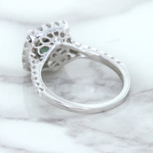 Load image into Gallery viewer, 2.56ct Radiant Cut Unheated Green Sapphire Ring with Diamond Halo in 18K White Gold