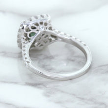 Load image into Gallery viewer, 2.56ct Radiant Cut Unheated Green Sapphire Ring with Diamond Halo in 18K White Gold