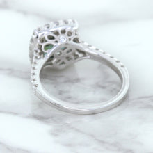 Load image into Gallery viewer, 2.56ct Radiant Cut Unheated Green Sapphire Ring with Diamond Halo in 18K White Gold