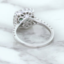 Load image into Gallery viewer, 2.56ct Radiant Cut Unheated Green Sapphire Ring with Diamond Halo in 18K White Gold