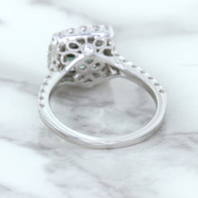 Load image into Gallery viewer, 2.56ct Radiant Cut Unheated Green Sapphire Ring with Diamond Halo in 18K White Gold