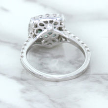 Load image into Gallery viewer, 2.56ct Radiant Cut Unheated Green Sapphire Ring with Diamond Halo in 18K White Gold