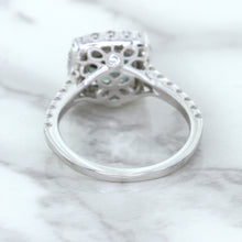 Load image into Gallery viewer, 2.56ct Radiant Cut Unheated Green Sapphire Ring with Diamond Halo in 18K White Gold