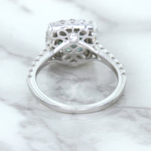 Load image into Gallery viewer, 2.56ct Radiant Cut Unheated Green Sapphire Ring with Diamond Halo in 18K White Gold