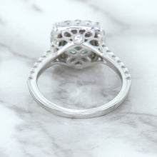 Load image into Gallery viewer, 2.56ct Radiant Cut Unheated Green Sapphire Ring with Diamond Halo in 18K White Gold