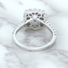 Load image into Gallery viewer, 2.56ct Radiant Cut Unheated Green Sapphire Ring with Diamond Halo in 18K White Gold