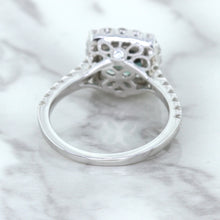 Load image into Gallery viewer, 2.56ct Radiant Cut Unheated Green Sapphire Ring with Diamond Halo in 18K White Gold