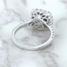 Load image into Gallery viewer, 2.56ct Radiant Cut Unheated Green Sapphire Ring with Diamond Halo in 18K White Gold