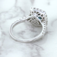 Load image into Gallery viewer, 2.56ct Radiant Cut Unheated Green Sapphire Ring with Diamond Halo in 18K White Gold